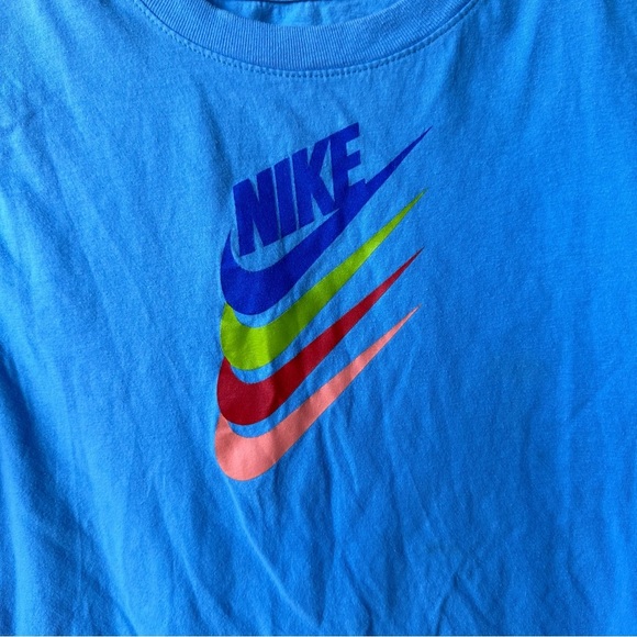 Nike The Nike Tee Blue Crew Rainbow Logo Kids Short Sleeve Tee - Picture 6 of 6